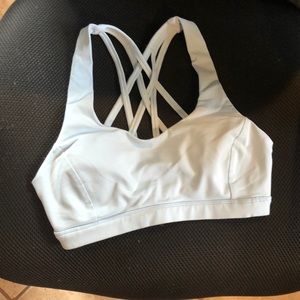 Pale blue sports bra